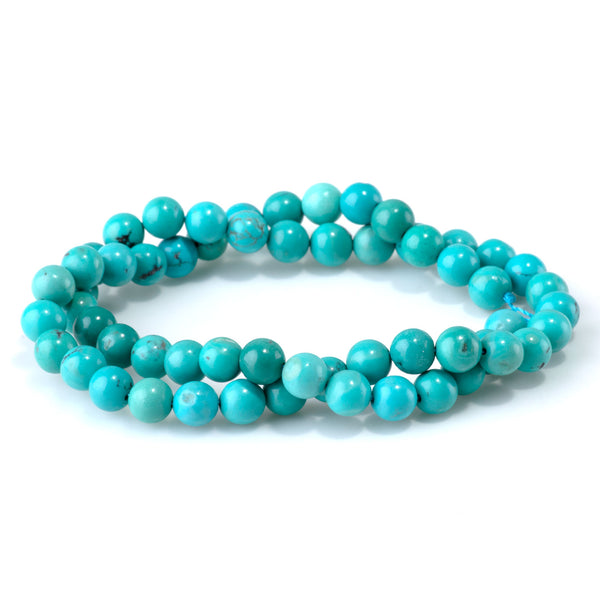 Hubei Turquoise 6.8mm Round Beads - 15-16 Inch