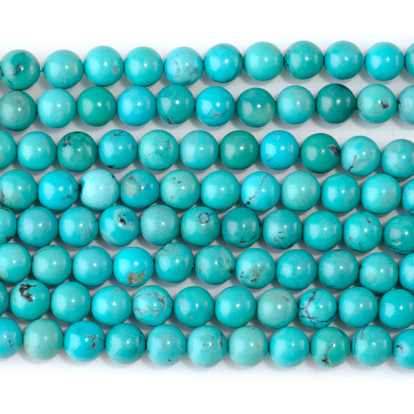 Hubei Turquoise 6.8mm Round Beads - 15-16 Inch