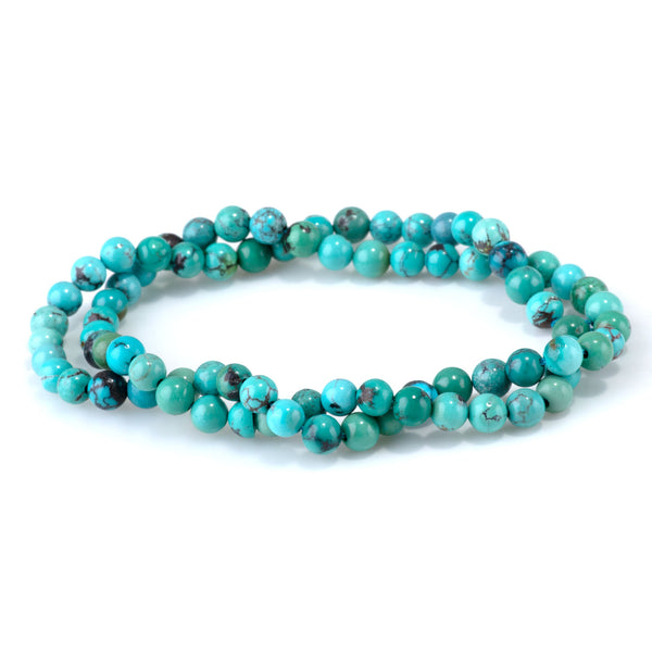 Hubei Turquoise with Matrix 5mm Round Beads - 15-16 Inch