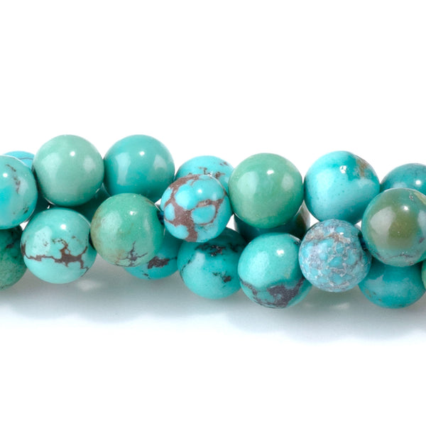 Hubei Turquoise with Matrix 5mm Round Beads - 15-16 Inch