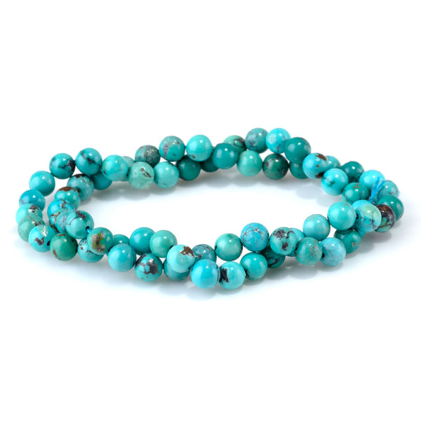 Hubei Turquoise with Matrix 6mm Round Beads - 15-16 Inch