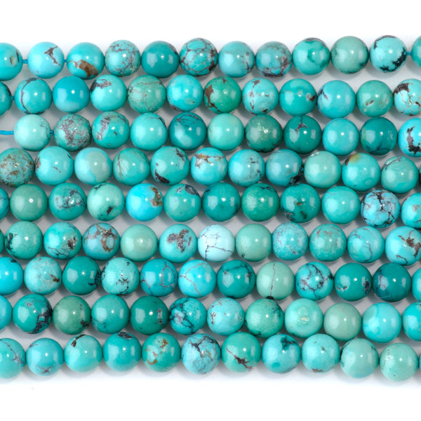 Hubei Turquoise with Matrix 6mm Round Beads - 15-16 Inch