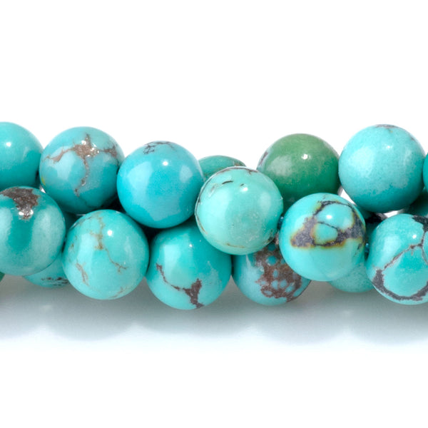 Hubei Turquoise with Matrix 6mm Round Beads - 15-16 Inch