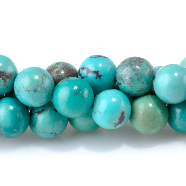 Hubei Turquoise with Matrix 6.3mm Round Beads - 15-16 Inch