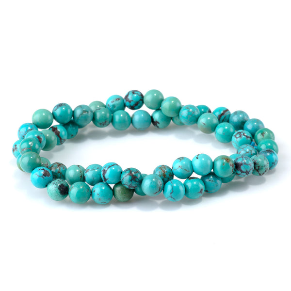 Hubei Turquoise with Matrix 6.7mm Round Beads - 15-16 Inch