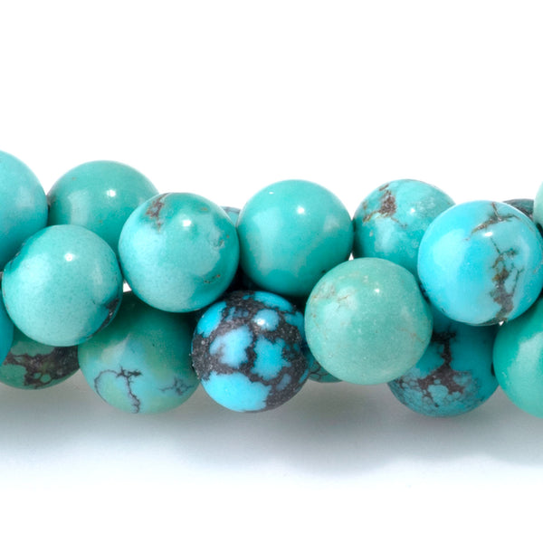 Hubei Turquoise with Matrix 6.7mm Round Beads - 15-16 Inch