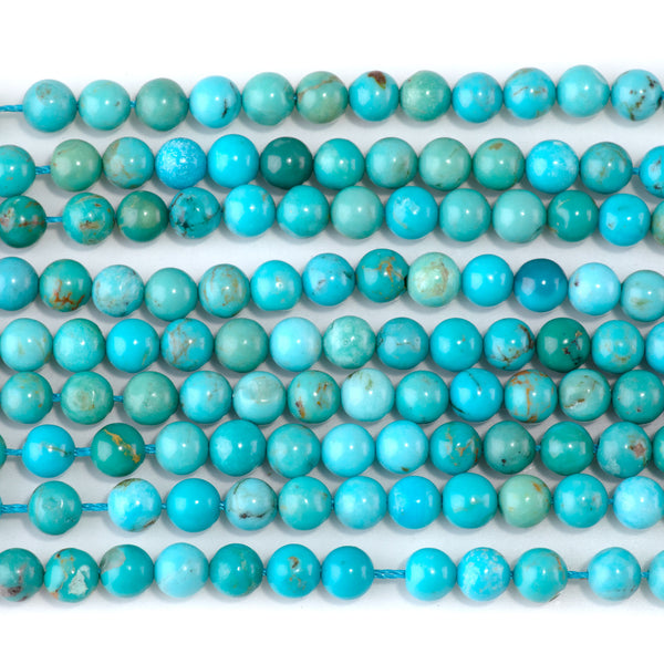 Sky Blue Hubei Turquoise 6-6.5mm Round Beads - 15-16 Inch