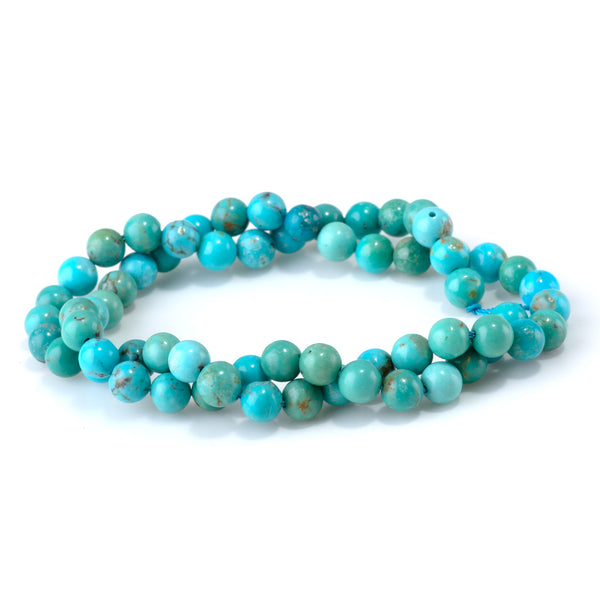 Sky Blue Hubei Turquoise 6.5mm Round Beads - 15-16 Inch