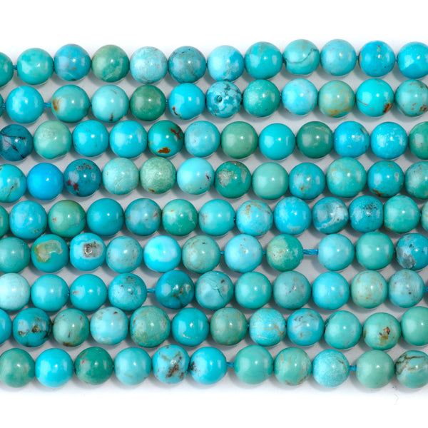 Sky Blue Hubei Turquoise 6.5mm Round Beads - 15-16 Inch