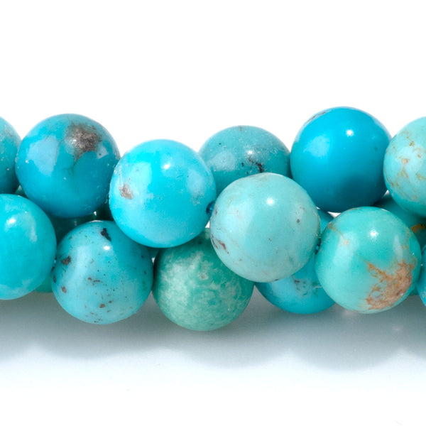 Sky Blue Hubei Turquoise 7mm Round Beads - 15-16 Inch