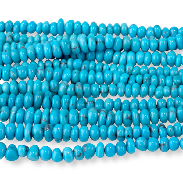 Egyptian Turquoise 2x4-4x7mm Graduated Side Drill Nugget - 15-16 Inch