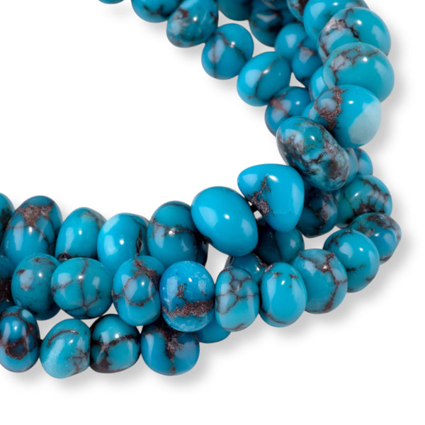 Egyptian Turquoise 3x4-4x7mm Graduated Side Drill Nugget - 15-16 Inch