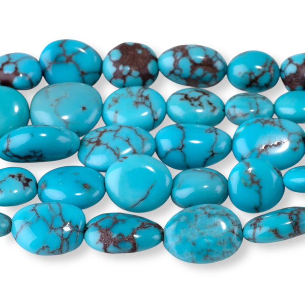 Egyptian Turquoise 4x5-7x10mm Graduated Free Form Oval - 15-16 Inch
