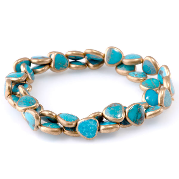 Hubei Turquoise with Copper Painted Edge 10mm Triangle - 15-16 Inch