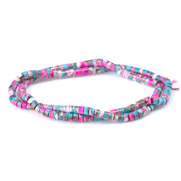 Turquoise & Dyed Magnesite (Compressed) 2x4 Heishi - 15-16 Inch