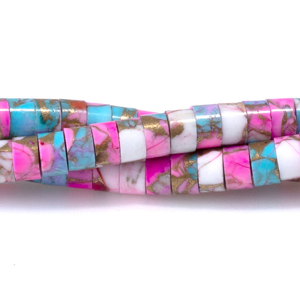 Turquoise & Dyed Magnesite (Compressed) 2x4 Heishi - 15-16 Inch