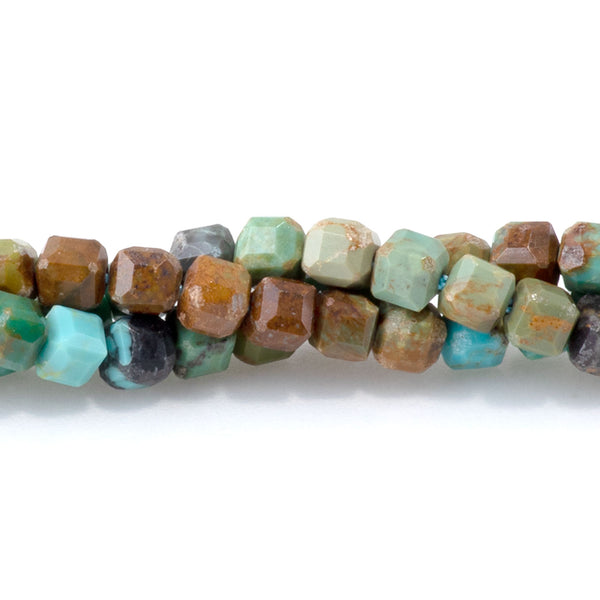 Hubei Turquoise 3mm Banded Table Cut Cube - 15-16 Inch