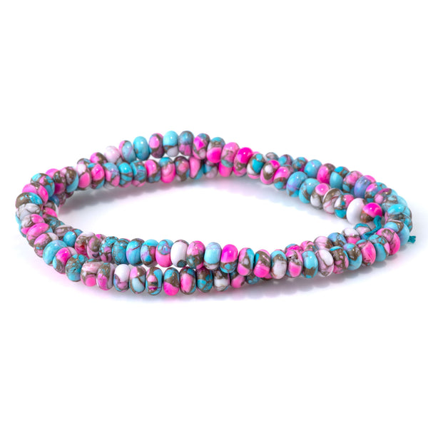 Turquoise & Dyed Magnesite (Compressed) 4x6mm Rondelle - 15-16 Inch