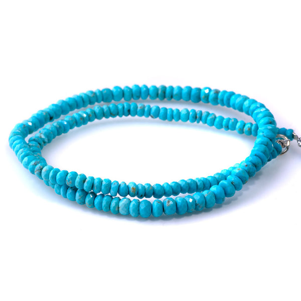 Kingman Turquoise 4-6 Graduated Faceted Rondelle - 16-17 Inch