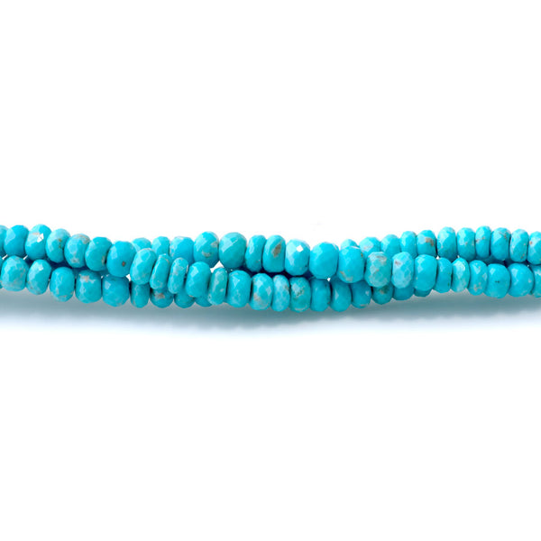 Kingman Turquoise 4-6 Graduated Faceted Rondelle - 16-17 Inch