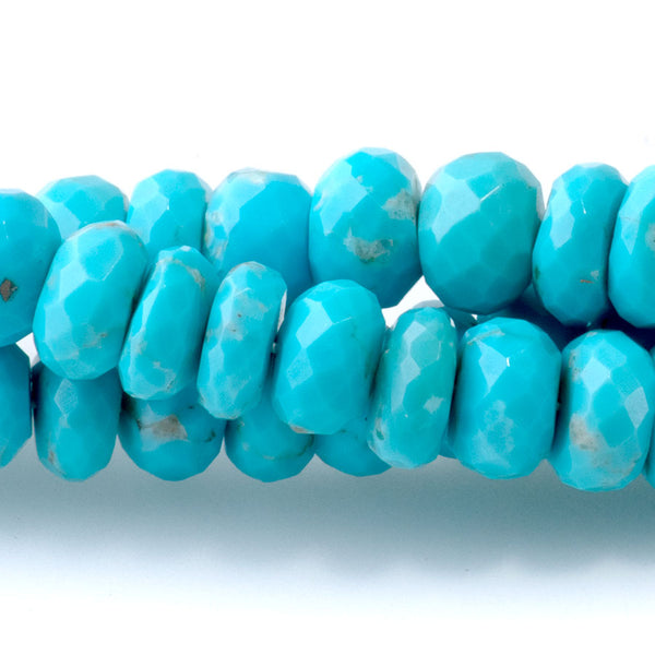 Kingman Turquoise 4-6 Graduated Faceted Rondelle - 16-17 Inch