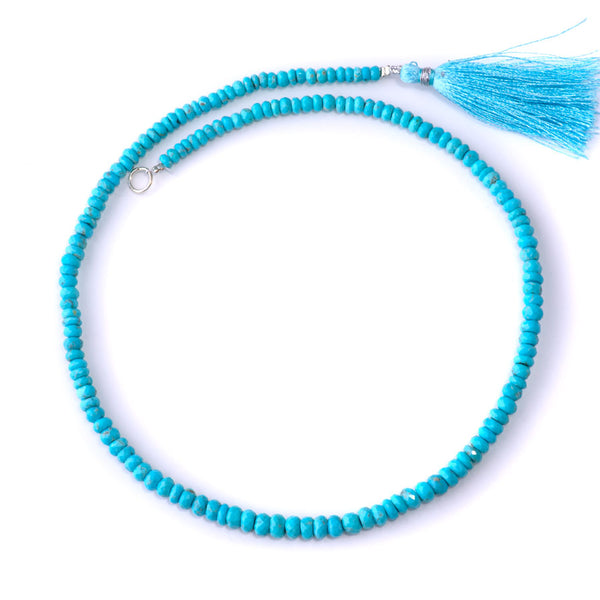 Kingman Turquoise 4-6 Graduated Faceted Rondelle - 16-17 Inch