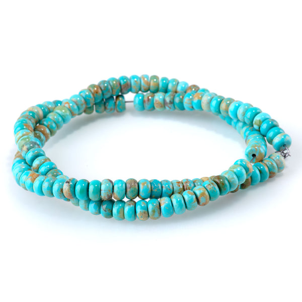 Kingman Turquoise 6mm Blue Brown Rondelle - 15-16 Inch