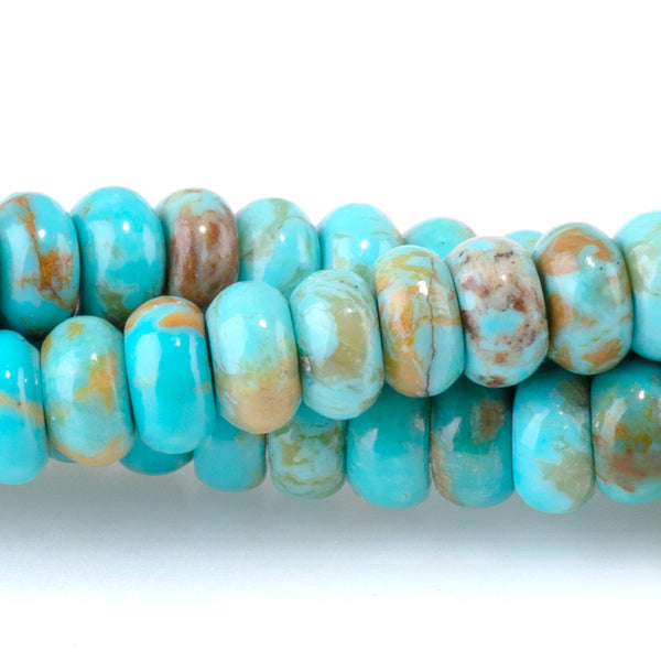 Kingman Turquoise 6mm Blue Brown Rondelle - 15-16 Inch