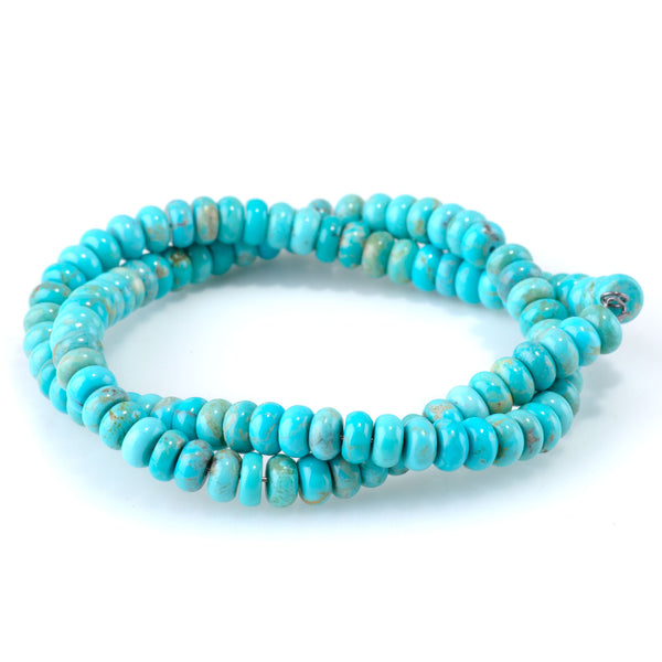 Kingman Turquoise 7mm Blue Rondelle - 15-16 Inch