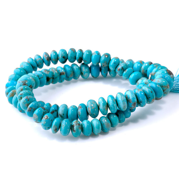 Kingman Turquoise 3x8-7x11 Graduated Rondelle - 15-16 Inch