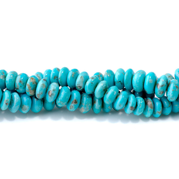 Kingman Turquoise 3x8-7x11 Graduated Rondelle - 15-16 Inch
