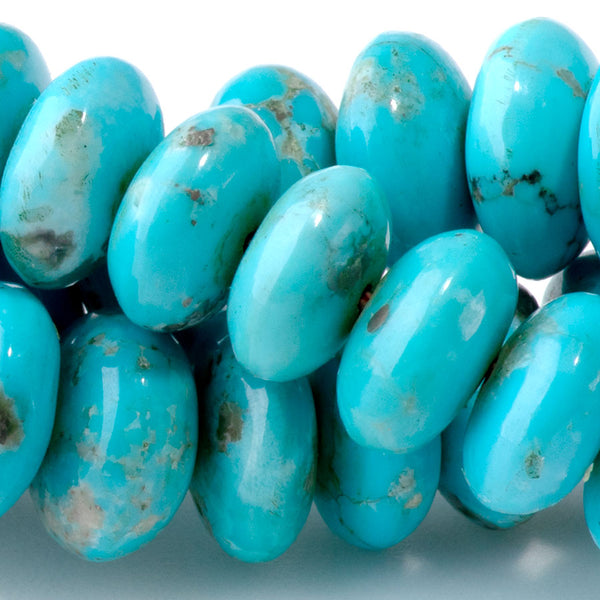 Kingman Turquoise 3x8-7x11 Graduated Rondelle - 15-16 Inch