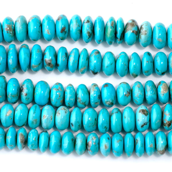 Kingman Turquoise 3x8-7x11 Graduated Rondelle - 15-16 Inch
