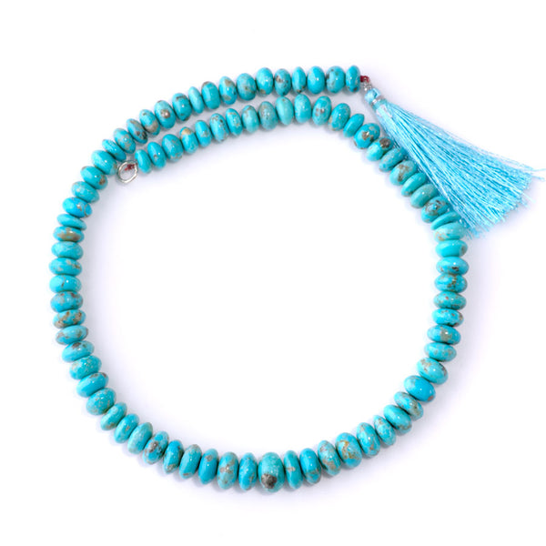 Kingman Turquoise 3x8-7x11 Graduated Rondelle - 15-16 Inch