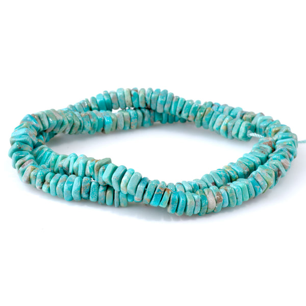Kingman Turquoise 6x2mm Square Heishi - 15-16 Inch