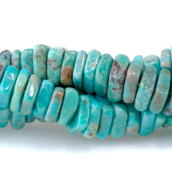 Kingman Turquoise 6x2mm Square Heishi - 15-16 Inch