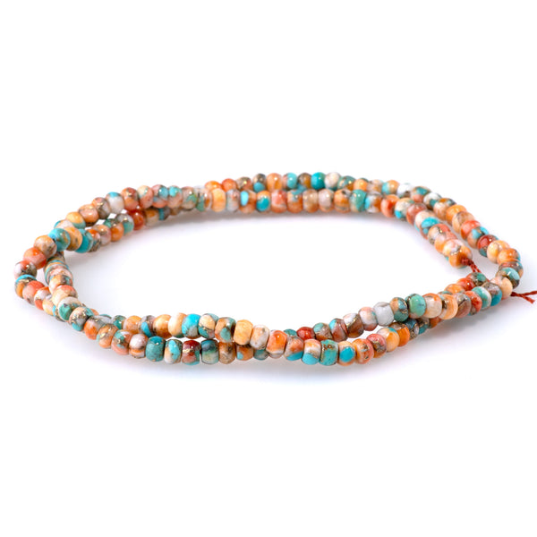 Spiny Oyster and Turquoise 4mm Rondelle - 15-16 Inch