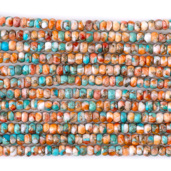 Spiny Oyster and Turquoise 4mm Rondelle - 15-16 Inch