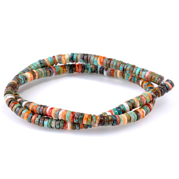 Turquoise and Spiny Oyster 5mm Heishi - 15-16 Inch
