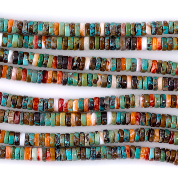 Turquoise and Spiny Oyster 5mm Heishi - 15-16 Inch