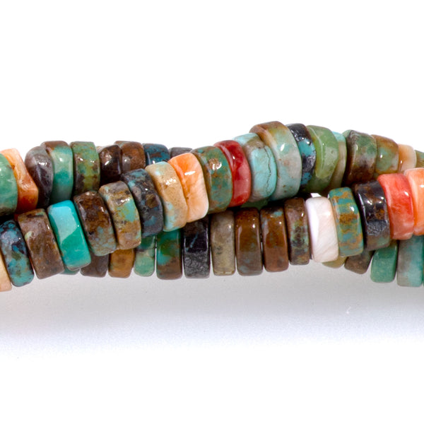 Turquoise and Spiny Oyster 5mm Heishi - 15-16 Inch