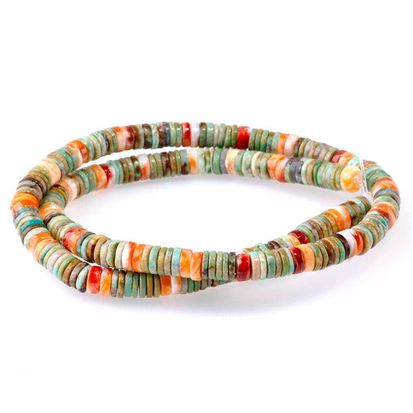 Turquoise and Spiny Oyster 6mm Heishi - 15-16 Inch