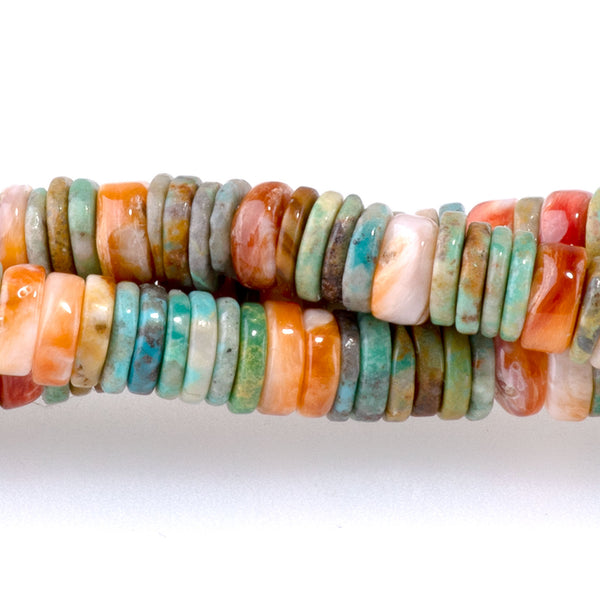 Turquoise and Spiny Oyster 6mm Heishi - 15-16 Inch