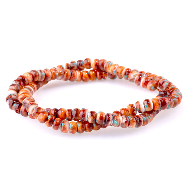 Spiny Oyster and Turquoise 6mm Free Form Rondelle - 15-16 Inch
