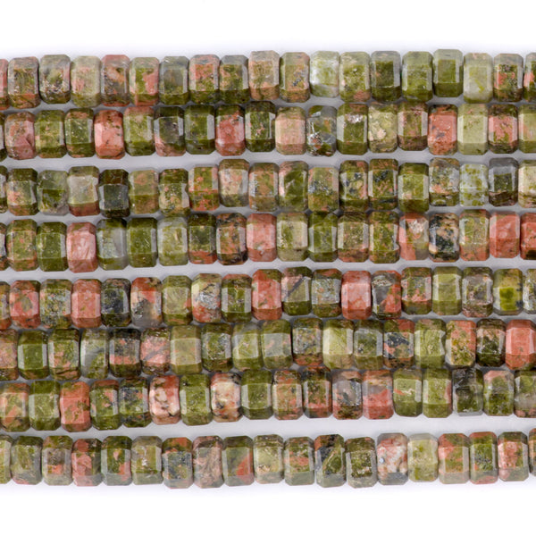 Unakite 6mm Hexagon - 15-16 Inch