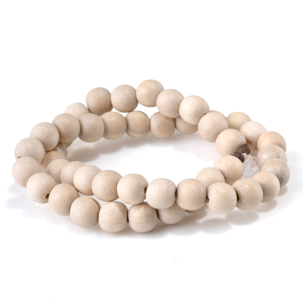 Natural White Wood 10mm Round Bead - 15-16 Inch