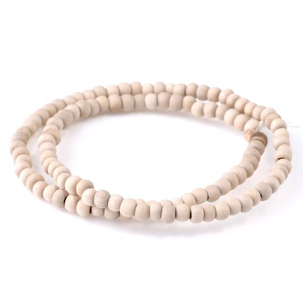 Natural White Wood 4mm Round - 15-16 Inch