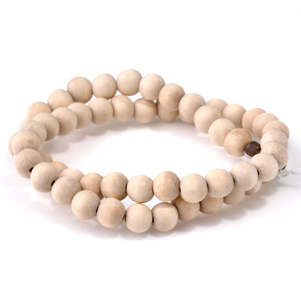 Natural White Wood 8mm Round Bead- 15-16 Inch