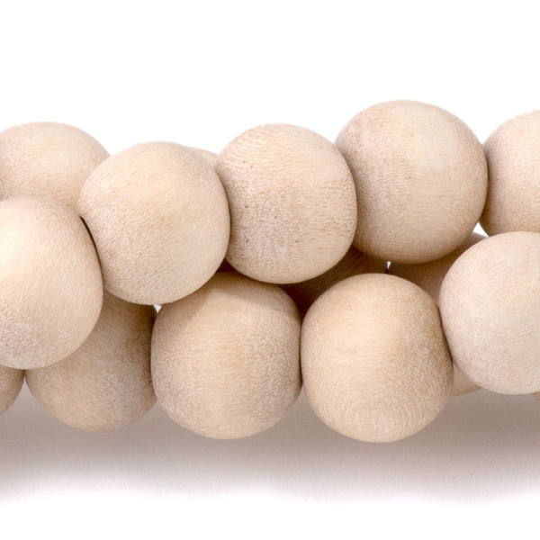 Natural White Wood 8mm Round Bead- 15-16 Inch