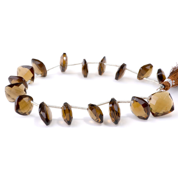 Whiskey Quartz 10mm Faceted Square Drops - 9 Inch